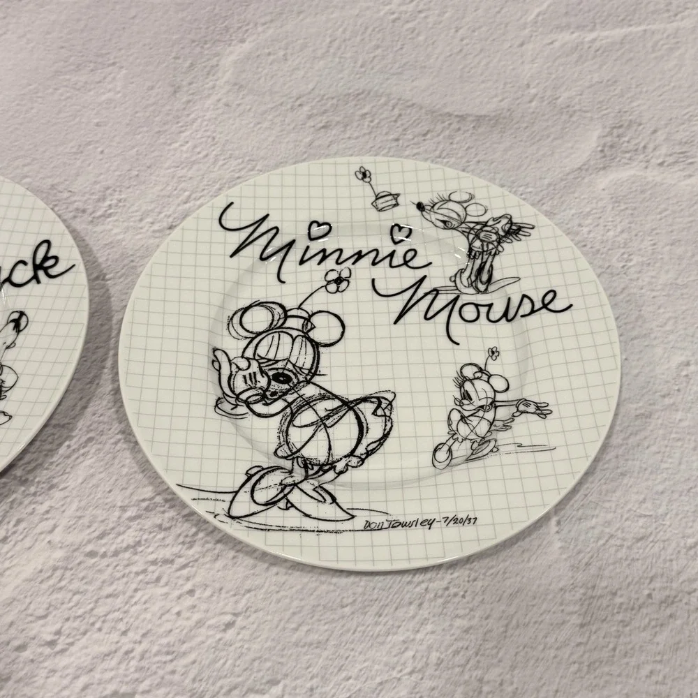 Disney Sketchbook Donald Duck & Minnie Mouse Salad Plate Set of 2 8